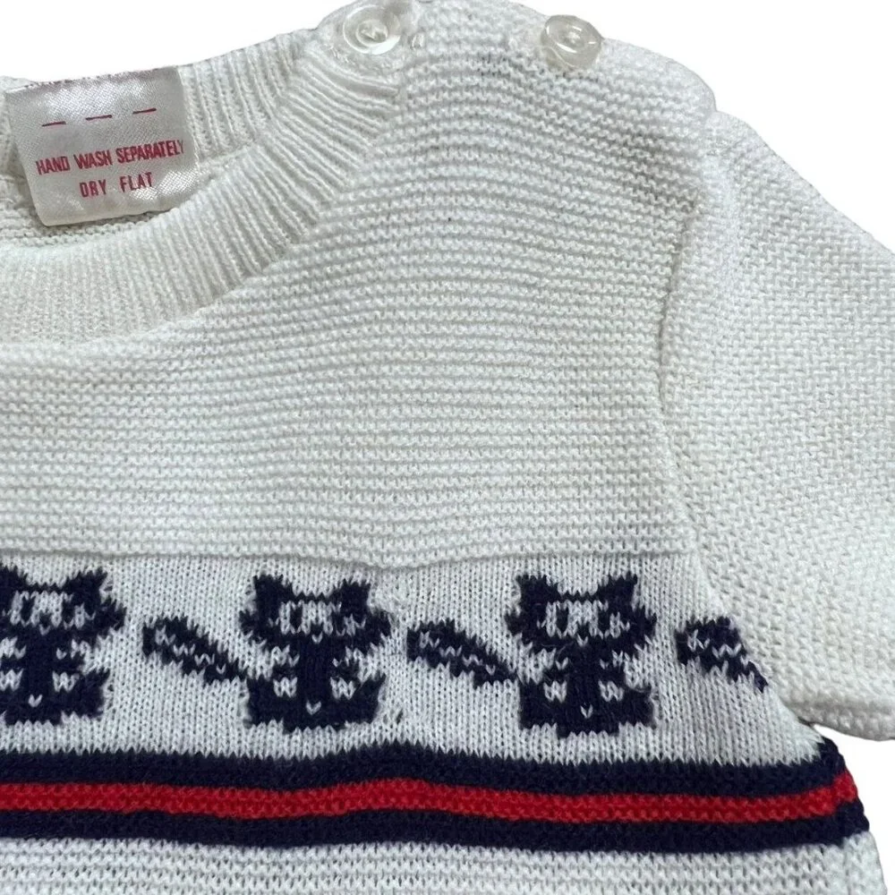 Vintage Friemanit L (6-12m) Fox Striped Sweater Bubble Romper